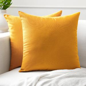 Encasa XO Throw Pillow Covers 18x18 in Set of 2 Mango | No Inserts | Cotton Pillow Covers for Living Room, Bed, Sofa, Couch | Decorative Cushion Covers with Improved Zippers