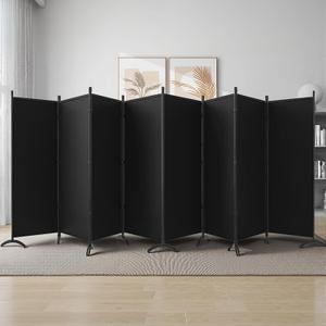 8 Panel Room Divider, Portable Room Dividers Folding Privacy Screens, 172" W Freestanding Fabric Divider for Room Separation, Partition Room Divider Panel for Dorm Home Studio Office, Black