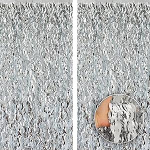 KatchOn, XtraLarge Wavy Silver Foil Fringe Curtain - Pack of 2, Silver Streamers Backdrop for Disco Party Decorations, Fringe Curtains for Graduation Decorations 2026, Bachelorette, Birthday Decor