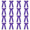 DEEKA 16 PCS Purple Collegiate Style Cheer Bows for Girls Teens Softball Cheerleader Sports - Handmade Bows with Long Tail (5.5 x 9 Inch(Pack of 16))