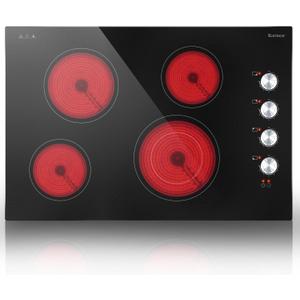 Karinear 30 Inch Electric Cooktop 4 Burners, Knob Control Ceramic Cooktop
