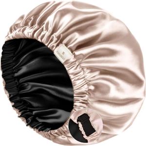 YANIBEST Silk Bonnet Satin Bonnet for Sleeping Women Men, Adjustable Double Layer Hair Bonnet for Curly Braids Reduce Frizz (Large, 03- Champagne)