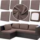 8Pcs Outdoor Cushion Covers, Patio Cushion Covers, Stretch Elastic Slipcovers, Replacement Washable & Reusable Furniture Protector for Patio Couch, Thick Jacquard Fabric (Camel, Cover Only)