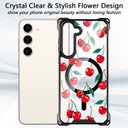 casesszoone for Samsung Galaxy S23 Cherry Case with Wrist Strap [Compatible with MagSafe] Magnetic Clear Four Corners Shockproof Cute Cherries Design Cover for Girls Women Teens Galaxy S23 6.1''