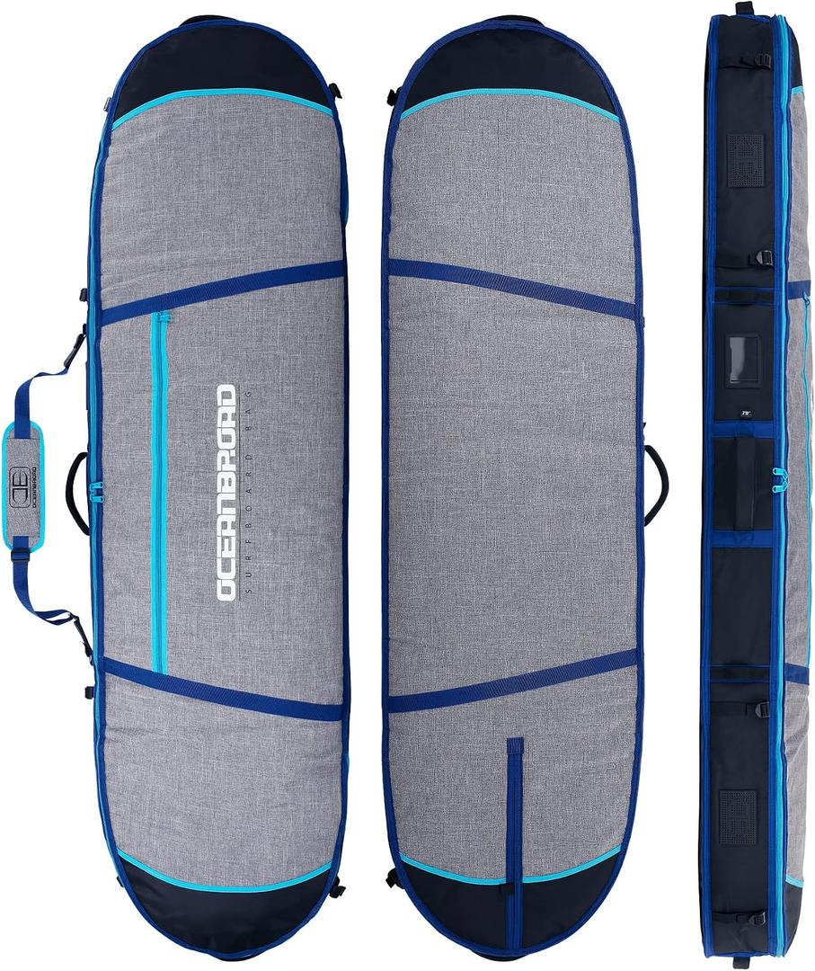 OCEANBROAD Surfboard Longboard Travel Bag Double for 2 Boards (7'0 x 24'' x 6'')