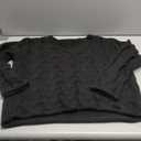 ZAFUL Womens V Neck Off The Shoulder Sweater Long Sleeve 2025 Oversized Cable Knit Casual Pullover Tops Black S