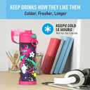 THERMOS FUNTAINER 16 Ounce Stainless Steel Vacuum Insulated Bottle with Wide Spout Lid, Graffiti Girl