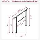 CR Fence & Rail 2-3 Step Stair handrail, Perfect for Hand Rails for Outdoor Steps, Indoor Staircase handrail & Porch, Deck, and Balcony for Seniors, with 40" Top Rail