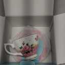 ONEUSTAR Tea Cup and Saucer Set for 1 Bone China Coffee Cup 7 oz Vintage Floral English Teacup for Women Tea Party Birthday Mother's Day Gift, Blue