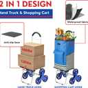 Shopping Cart, Super Loading Stair Climber 220 lbs Capacity, Grocery Foldable Trolley with Extra Large Shopping Bag Laundry Utility Cart with Adjustable Bungee Cord, blue