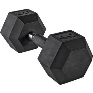 CAP 40lb Rubber Coated Hex Dumbbell, Comfort Grip, Free Weights, Single