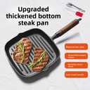 Nonstick Cast Iron Grill Pan with Double Spouts, 8.7-inch Durable Skillet for Stove Tops, Ideal for Indoor & Outdoor Cooking (8.7inch / 22cm)