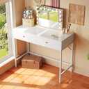 SUPERJARE Vanity Desk with Drawers, 31.5 inch Computer Desk, Modern Simple Home Office Desks, Makeup Dressing Table for Bedroom - White