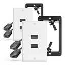 VCELINK HDMI Wall Plate, 2 Pack 4K HDMI Outlet Wall Plate with Low Voltage Mounting Bracket, Supports 4K@60 Hz HDR ARC, HDMI Wall Plate Pass Through for Home Theater (2-Port)