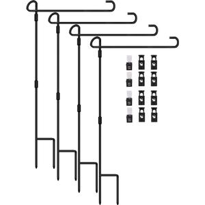 Garden Flag Stand Holder 4 Pack Garden Flag Pole 13.5" Width Premium Lawn Flag Pole Holder with Anti-Wind Clip for Outdoor Garden Lawn