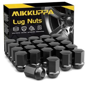 MIKKUPPA M14x1.5 Black Lug Nuts - One-Piece Chrome OEM Factory Style Large Acorn Seat Lug Nuts 7/8" Hex Replacement for Most Chrysler Dodge Jeep Ram Vehicles 18pcs Replace OEM 611-330