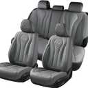 Seat Cover Leather Car Seat Covers Full Set Waterproof Car Seat Cover Full Seats Car Seat Protector Universal Fit Most Cars (Gray)