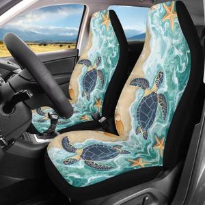 Bulopur Beach Sea Turtle Car Seat Cover Set Washable Breathable Automotive Vehicle Seat Cover 2pcs, Universal Auto Front Seats Protector Fits for Car,SUV Sedan,Truck Easy to Install