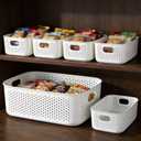 LivLab Mker Food Storage Container Sets BPA-Free Plastic Stackable Shelf Baskets for Kitchen Pantry Organization, Fruits, Vegetable, Snacks (1L+5S)