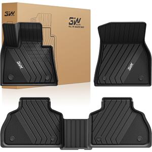 3W Floor Mats for BMW X7 7 Seats 2019-2025 2026, TPE All Weather Black