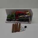 Timber Logging Truck w/ Functional Loading Crane Toy & Bundle of Logs, Large 15" Semi Transport Tow Truck Hauler Playset for Kids, Boys Ages 3 4 5 6 7 8, Lights & Sounds, 6 Farm Animals, Birthday Gift (Timber Truck)