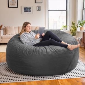fond + found 5FT Bean Bag Chair for Adults - Giant Memory Foam Bean Bag with Removable Washable Cover, Large Comfy Bean Bag Chair with Handle & Side Pocket for Living Room, Bedroom, Gaming