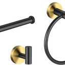 Bathroom Hardware Set Black and GoldTowel Bar Set Including  (Black Gold-4 Pcs)