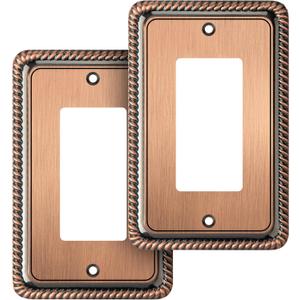 Henne Bery Rope Edge Decorative Wall Plate Switch Plate Outlet Cover (Single Decorator, 2 Pack, Antique Copper)