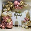 PageebO Rose Gold Balloon Arch Kit-126pcs Rose Gold Balloons Sand White Balloons Chrome Gold Balloons with Golden Leaf for Baby&Bridal Shower, Birthday Party, Wedding, Grad, Anniversary Party