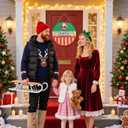 Christmas Door Hanging Sign Decorations, 3D Wooden Merry Christmas Wall Hanger Decor Snowflakes Santa Claus Wreath Front Door Signs for Porch Wall Indoor Outdoor Decor