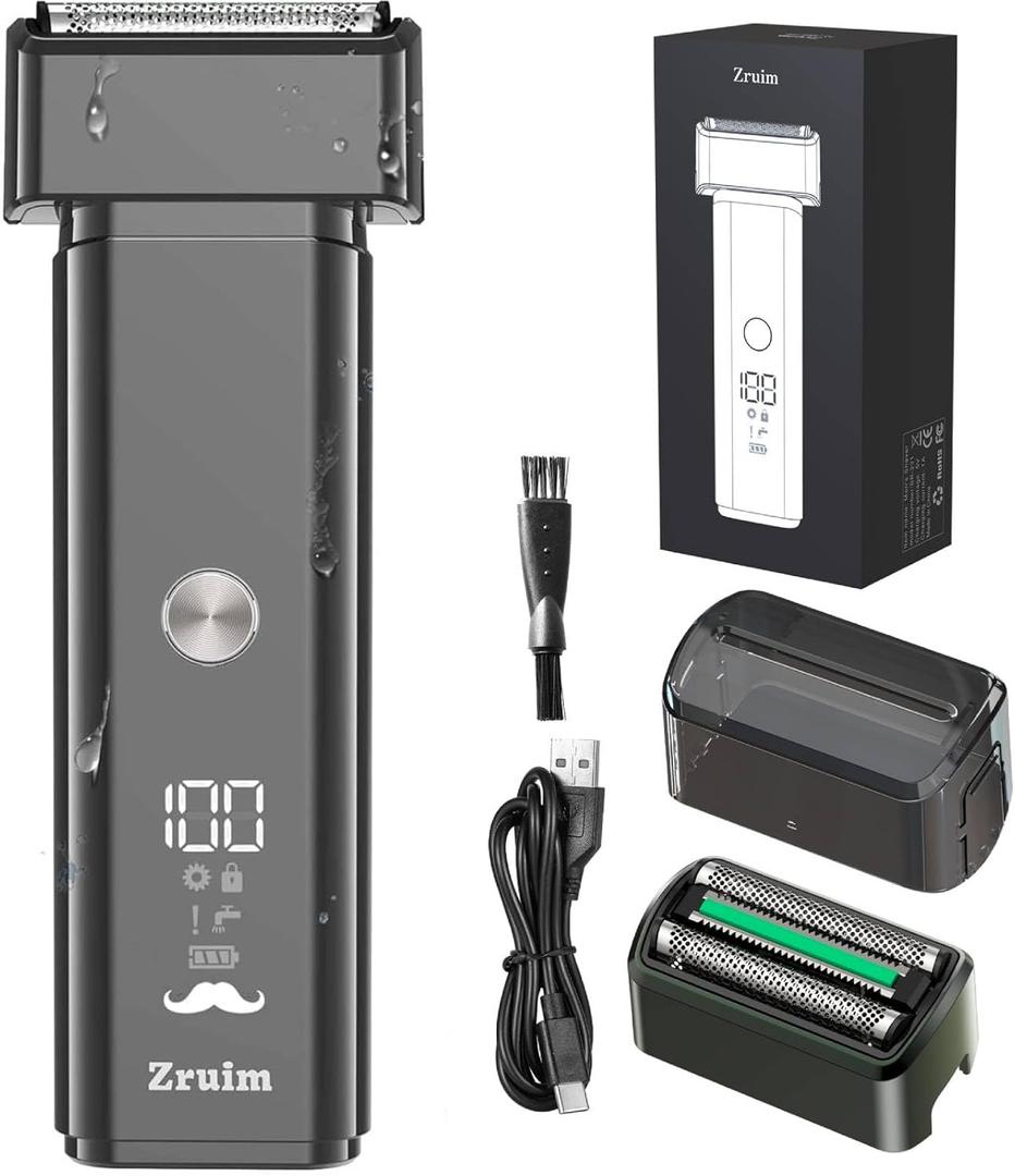 Electric Razor for Men Face,2 Adjustable Speeds Foil Shavers for Men for Beard/Face Beard Trimmer Waterproof Wet & Dry with 3 Floating Blade LED Display USB-C Fast Rechargeable for Travel Home