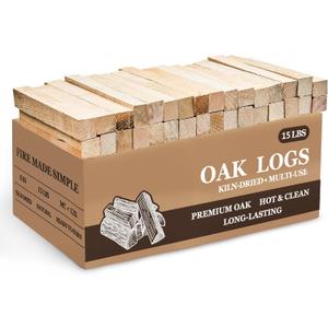 Kiln Dried Oak Firewood Bark Free Hardwood Logs for Pizza Ovens Fire Pits Fireplaces Clean Hot Burning Lights Quickly 8in 15lbs