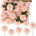 MACTING Artificial Rose Flowers 60PCS Real Touch Fake Flowers with Stem Blush Pink Foam Roses for DIY Wedding Bouquet Floral Arrangements Party Bridal Shower Home Spring Mothers Day Decorations
