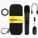 Bowens Wireless Microphone System – Karaoke Microphone Wireless with Receiver, Echo Control, LCD Display, USB-C Charging, 6.35mm Adapter – Cordless Mic for Singing, Speaking Parties, Events