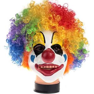 Latex Clown Mask with Colorful Hair Wig Red Nose Halloween Clown Costume Creepy Cosplay Dress Up Halloween Adult Teens Masks Unisex Role Play Party Props