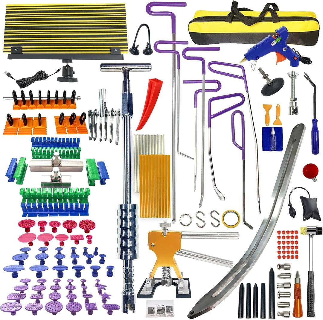 159pcs/Set Auto Body Dent Repair Tools Kit,Big Size Slide Puller&Dent Rods Crowbar,paintless Car Dent Lifter Hail Removal,A Complete Car Dent Repair Tools Set for Professional Car Repair Shop 159pcs/Set Auto Body Dent Repair Tools Kit,Big Size Slide Puller&Dent Rods Crowbar,paintless Car Dent Lifter Hail Removal,A Complete Car Dent Repair Tools Set for Professional Car Repair Shop