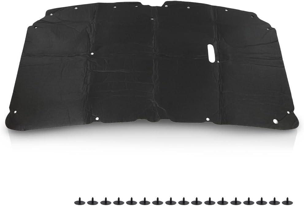 LQI Hood Insulation Pad w/ Clips Compatible with Ford F250 F350 F450 Super Duty 1999-2007 & Fit Ford Excursion 2000-2007 Black 1pc