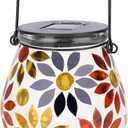 Afirst Mosaic Solar Lanterns Outdoor - Glass Hanging Solar Lights Hollow Out Waterproof Table Lamp Outdoor Decorative for Garden, Patio, Holiday Party Outdoor Decoration