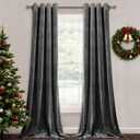 StangH Grey Velvet Curtains for Living Room 96 inches Long Blackout Curtains for Bedroom Grommet Privacy Thermal Insulated Window Drapes for Sliding Glass Door, W52 by L96 inches, 2 Panels