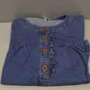 Dokotoo Women's Denim Dress 2026 Babydoll Dress Casual Ruffle Short Sleeve Button Jean Dresses (Large, Blue)