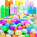 50Pcs Empty Plastic Easter Eggs - Party Decorations, Printed Shells, Fillable Basket Fillers Stuffers, Classroom Prize Egg Supplies Toy for Kids