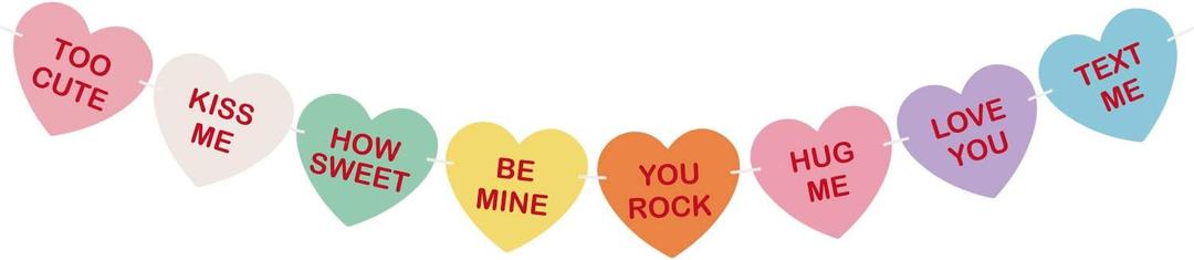 TUPARKA Valentine Conversation Candy Hearts Banner Valentine Candy Hearts Sayings Garland for Valentines Decoration Party Supplies