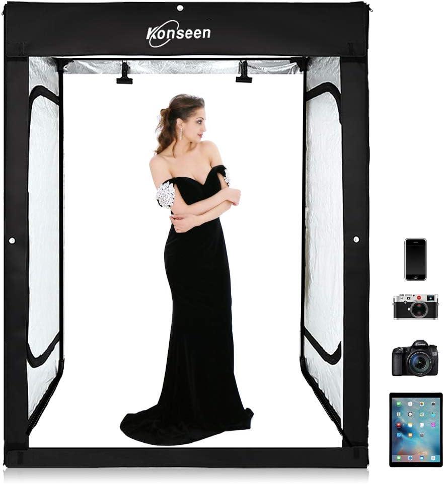 Professional Photo Light Box Photography Studio Dimmable LED Large Shooting Tent Cube 47x39x78inch Video Continuous Lighting Lightbox Soft Box with 3 Colors PVC Backdrops and Carrying Bag