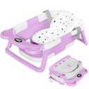TPN Collapsible Baby Bathtub, Baby Bath Tub with Soft Cushion & Real-Time Thermometer, Baby Bathtub Infant to Toddler Tub (0-36 Months), Portable Newborn Travel Bath tub