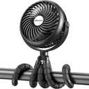 AMACOOL Baby Stroller Fan - 5000mAh Rechargeable, 3-Speed, Strong Yet Quiet, 360Rotate Portable Clip on Fan for Travel, Car Seat, Crib, Bike, Treadmill, Beach Vacation Essentials (Black)