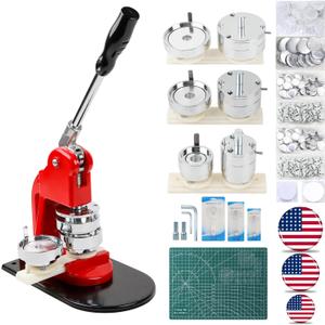 Happizza Button Maker Machine Multiple-Sizes - Button Pin Maker 1.25+2.25+3inch, Interchangeable Button-models Badge Button Press Machine with 300 Sets Button Maker Supplies &Circle Cutter&Cutting Mat