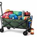 Foldable Utility Wagon Cart with Wheels Heavy Duty | Collapsible Grocery Wagon for Groceries, Beach, Kids, Outdoor | Rolling Wagon Cart Portable Storage, 28.8"D x 19.69"W x 35.4"H