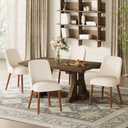 Dining Chairs Set of 4, Upholstered Dining Room Chair with Wood Legs, High-Back Padded Kitchen Chairs for Dining Room/Restaurant/Cafe, Beige