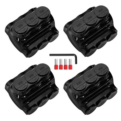 Joinfworld 3 Port Insulated Multi Tap Connector 350MCM-6 Gauge Wire Connectors Aluminum to Copper Wire Connectors Dual Entry Wire Splice Connectors - 4 Pack