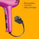 Conair Hair Dryer with Retractable Cord, 1875W Blow Dryer, 3 Heat Settings, 2 Speeds, Blow Dryer with Diffuser and Concentrator Attachments, Ionic + Tourmaline Technology, Pink